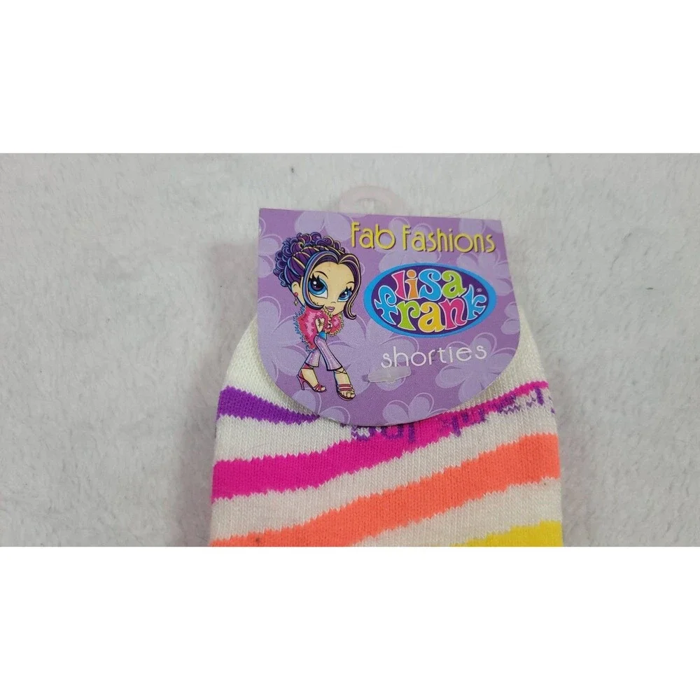 Vintage Y2K Lisa Frank Fab Fashions Shorties Socks Neon Rainbow Stars NWT Sz Med
